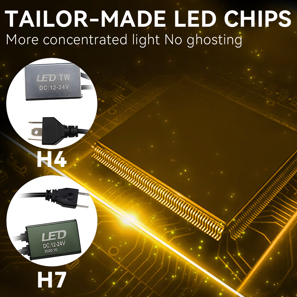 JHS high quality Fanless LED headlight bulb 12V CSP Chip Copper Strip Heat Dissipation light lamp for Automotive car