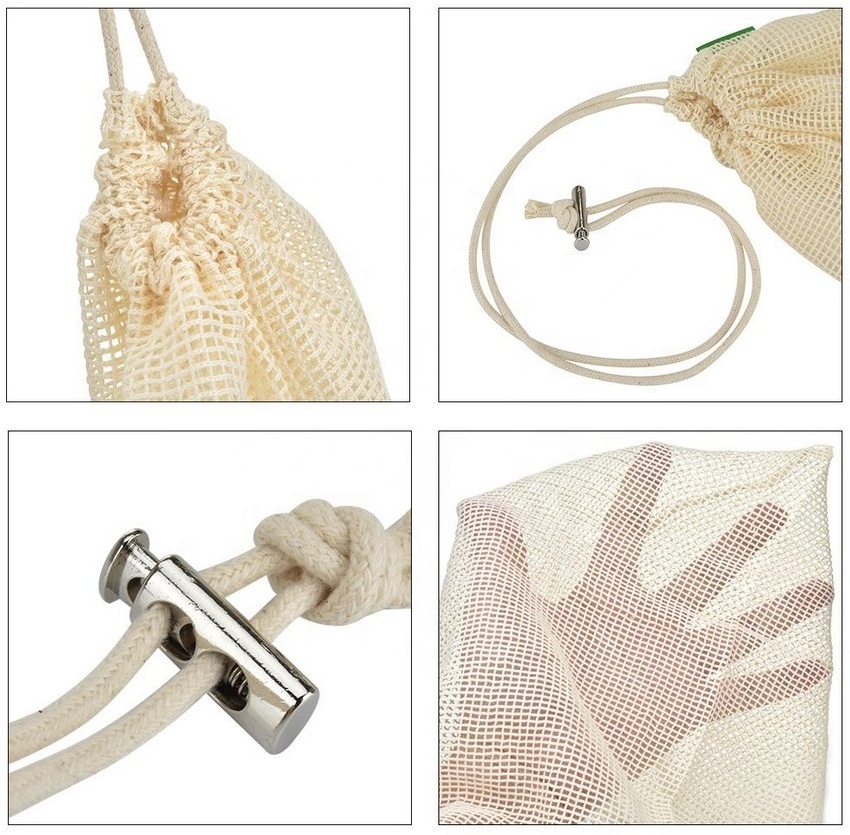 Eco-friendly  Bio-degradable Washable Mesh Organza String Bag