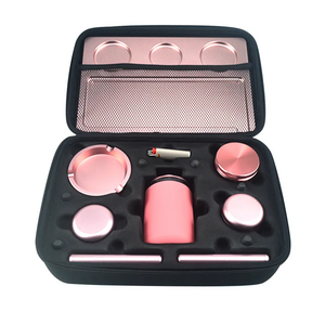 Grinders new custom smoke kit pink with herb grinder,ashtray,rolling tray,glass jar free OEM smoking accessories