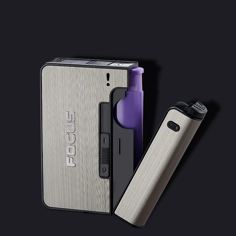 Multifunction Portable Automatic Cigarette Cartridge Lighters Aluminium Alloy Cigarette Case With Lighter