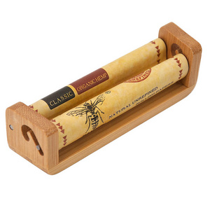 Factory Price Classics Amazon Bamboo 110mm Cigarette Roller Natural Smoking Maker Holder Wood Tobacco Tray Cigar Rolling Machine