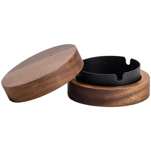 Wooden Cigarettes Ash Tray For Man Smoking With Wooden Lid And Customized Color Bowl New Designed Gift For Smokers Ashtray