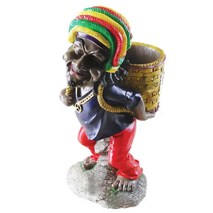 Custom gift & party accessory funny mosaic rasta Jamaican chilling man figurine holding cigarette pocket ashtray resin ashtray