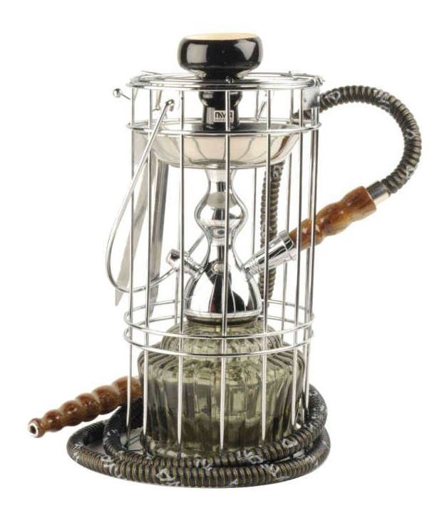 Factory Wholesale Shisha Glass Single Hose Hookah With Iron Cage High Grade Unique Birdcage Hookah Accessories