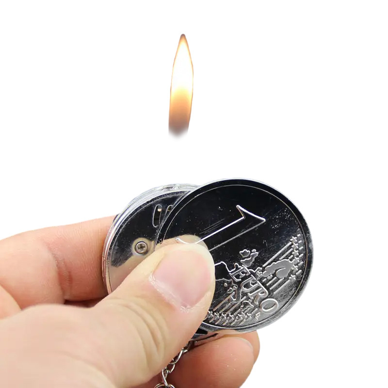 Creative Mini Coin Cigar Lighters & Smoking Accessories Metal Fashion Fire Keychain Gas Lighter