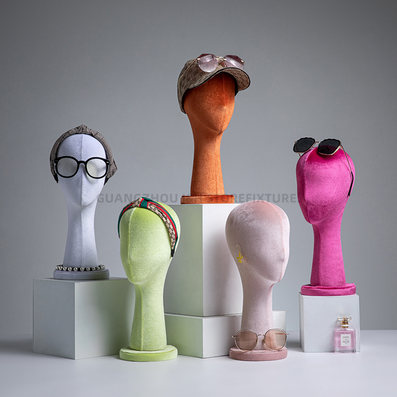 Mannequins Head Props Display Shop Window Display Rack Dummy Head Wig Rack Men's and Women's Velvet Head Model