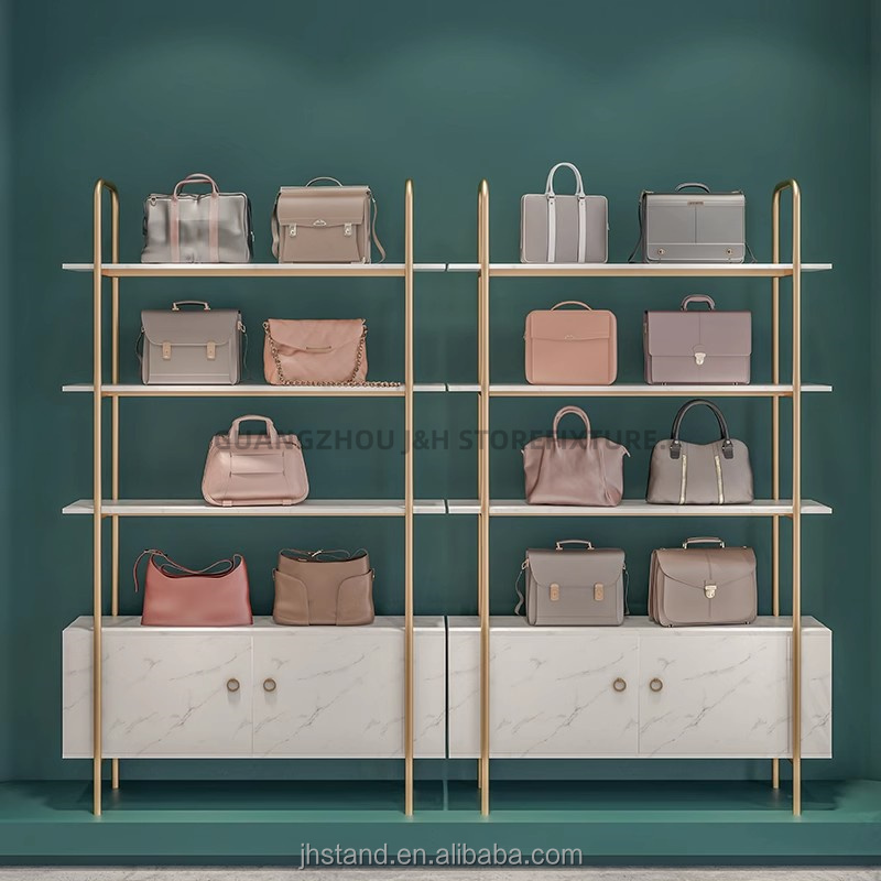 Fashion Floor Standing Shoes and Handbag Display Stand Cabinet Metal Handbag Display Rack For Retail Shop