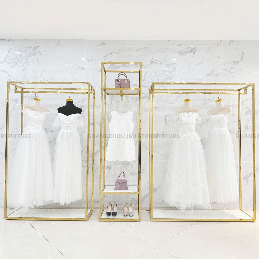 Hot Sales Fashion Commercial Display Garment Rack Display Shelves Clothing Stand Metal Clothes Rack For Retail Bridal Store