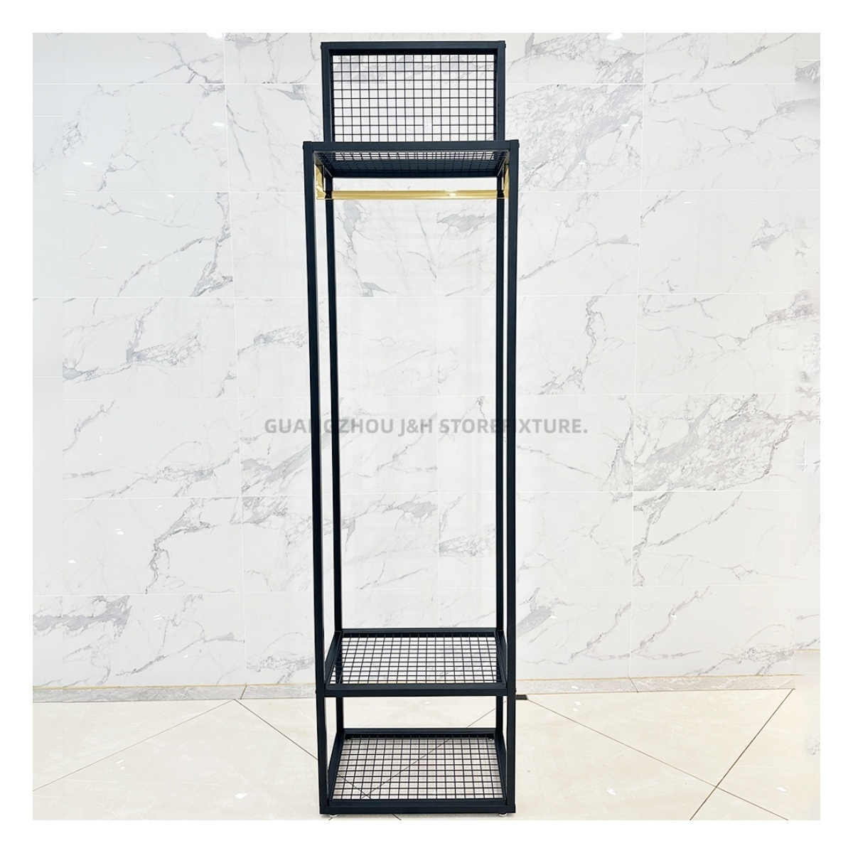 Men's Shop Metal Clothing Garment Rack Wire Mesh Clothing Hanging Display Rack For Retail Store