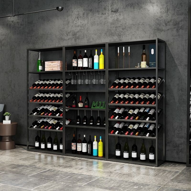 Wine Bottle Household Wine Rack Bar Floor Cabinet Storage Metal Shelf Black White Rack Stand For Wine Display