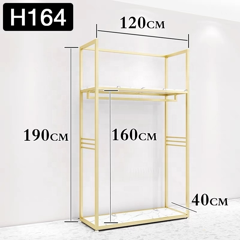 Golden Clothing Store Display Stand Men's Women's Kids Clothing Shop Garment Display Racks Stainless Steel Clothes Rack