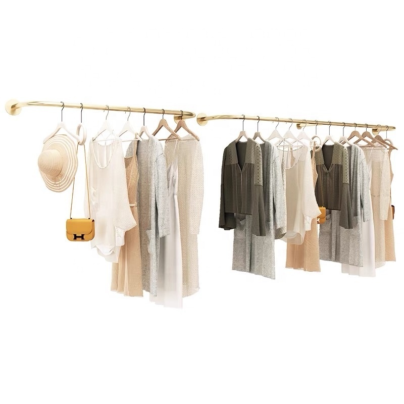 Boutique Save Space Heavy Duty Disassemble Hanging Garment Rack Bar Wall Mounted Clothes Hanger Rack Clothing Displays