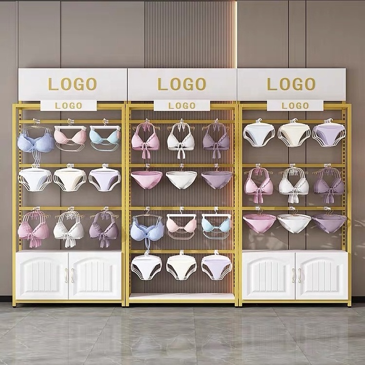 Luxury Lingerie Store Showcase Interior Design Retail Women Underwear Bra Bikini Display Rack Stand Furniture Custom Logo