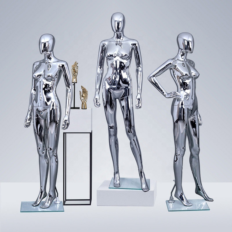 Boutique Shinny Gold Chrome Mannequin Silver Golden Display Shop Window Women Full Body Fiberglass Mannequins Female for ladies