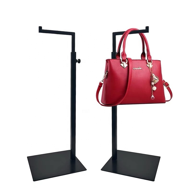 Wholesale Adjustable Single Sided Women Purse Bag Stand Stainless Steel Golden Handbag Display Rack Holder For Counter Top