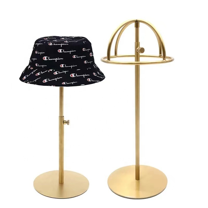 Boutique Store Double Hook Handbag Stand Scarf Display Portable Shoes Hat Holder Stand Adjustable Height Gold Hat Display Rack