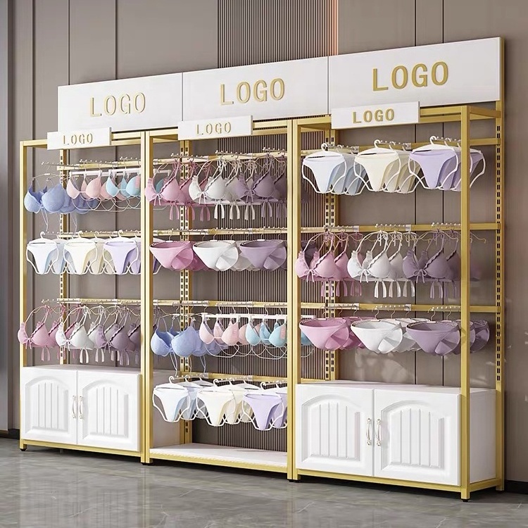 Luxury Lingerie Store Showcase Interior Design Retail Women Underwear Bra Bikini Display Rack Stand Furniture Custom Logo