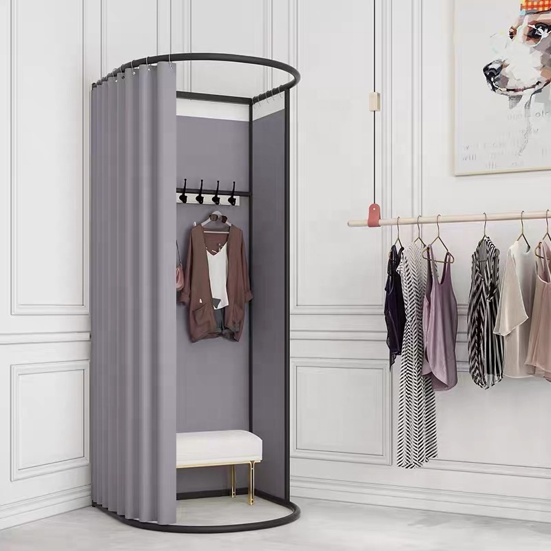 Simple Clothes Shop Metal Mobile Fitting Room Frame Design Girls Dressing Room