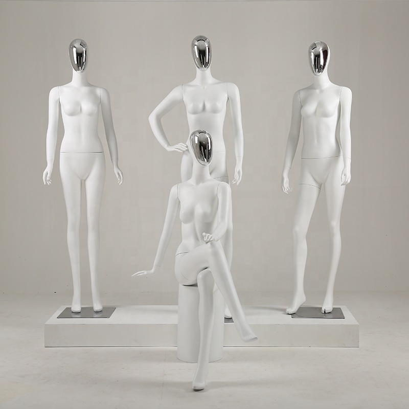 Fashion Chrome Face Female Sex Underwear Dummy Mannequins Adult Standing Fiberglass Full Body Mannequin Clothes Display