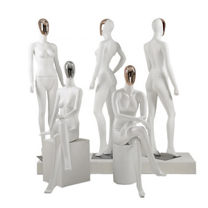 Fashion Chrome Face Female Sex Underwear Dummy Mannequins Adult Standing Fiberglass Full Body Mannequin Clothes Display