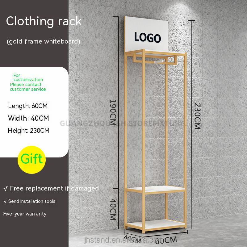 Custom Logo Retail Gold Clothing Rack For Boutique Stainless Steel Garment Display Stand Women Clothes Display Racks