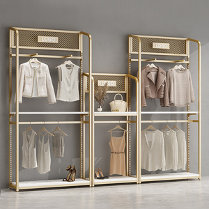 Clothing Zara Style Store design Golden Pipe Clothes Rack Stainless Steel Cloth Stand Display Rack For retail gold shelve