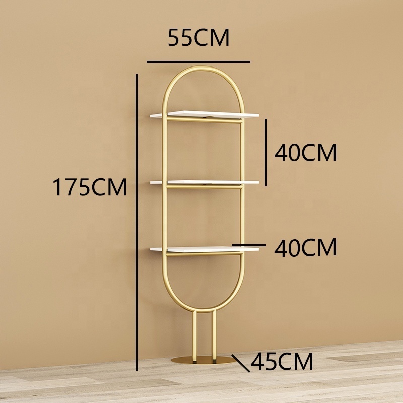 Boutique Shop Retail Stainless steel Shiny Gold Shoes Display Shelf Metal Wall Mounted Hanging Bag Display Rack Stand