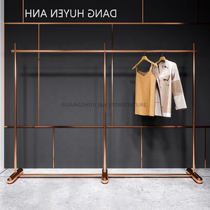 Lady Clothing Store Furniture Fashion Women's Long Dress Display Stand Stainless Steel Rose Gold Clothing Racks For Boutique