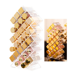 Custom Clear Transparent Plastic Retail Cosmetic Makeup Displays Stand Storage Organizer 28 Lip Gloss Lipstick Holders