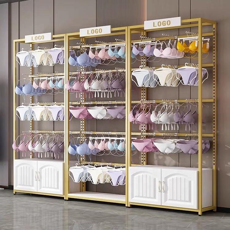 Luxury Lingerie Store Showcase Interior Design Retail Women Underwear Bra Bikini Display Rack Stand Furniture Custom Logo