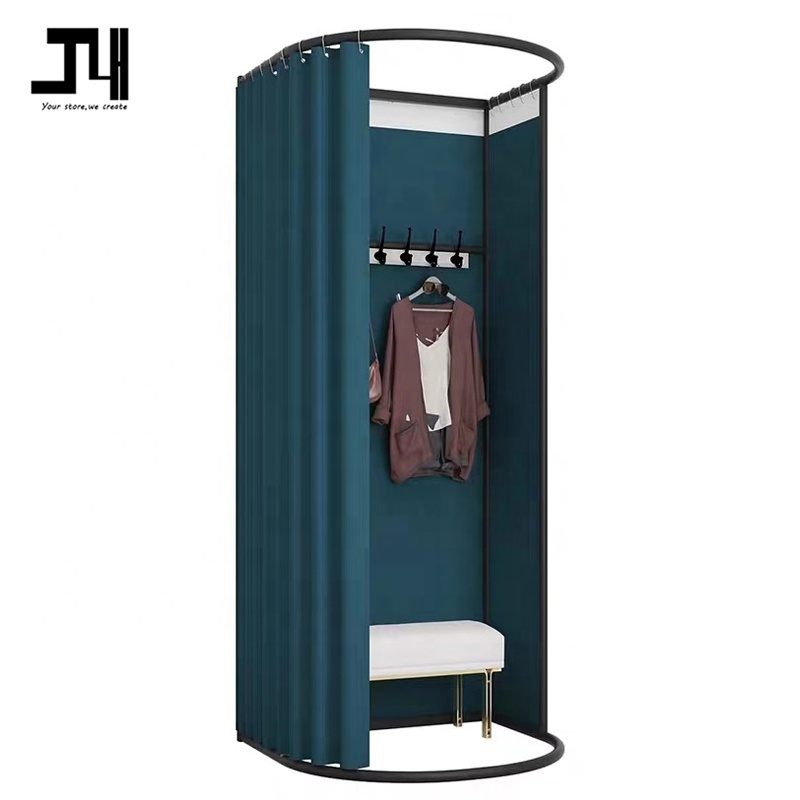 Simple Clothes Shop Metal Mobile Fitting Room Frame Design Girls Dressing Room