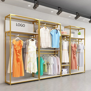 Whole Store Interior Design Clothing Store Furniture 2 Tiers Women's Dress Display Stand Metal Shelf Clothing Racks For Boutique