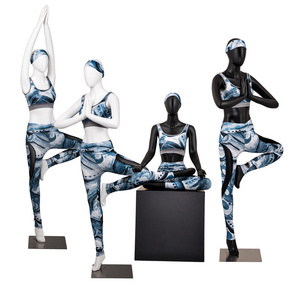 90/179/218cm Female Fiberglass Standing Sitting Black/white Sports Mannequin Full Body Yoga Mannequins For Sale