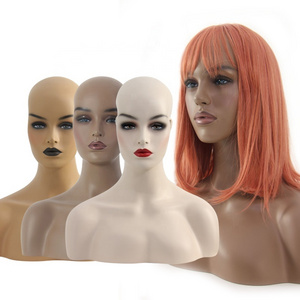 Beautiful Fiberglass Realistic Mannequin Head Wig Display Makeup Mannequin Head With Shoulders&Lashes