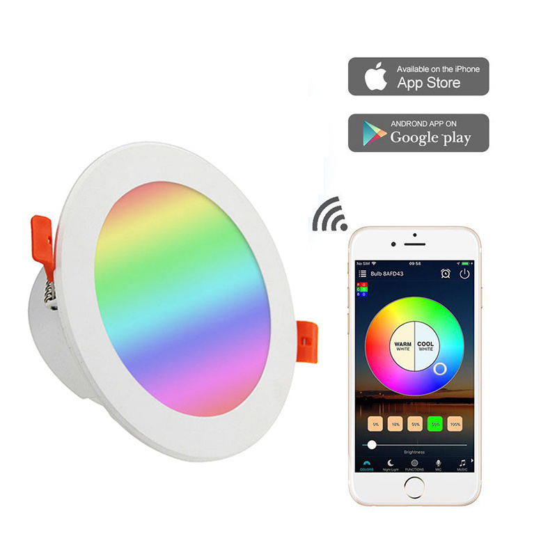 WiFi smart RGB downlight 7W 9W 12W 15W intelligent dimmable led downlight switch with tuya app