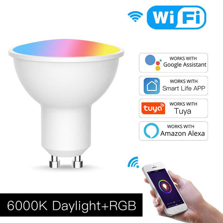 Tuya WiFi Smart GU10 RGB LED Spotlight 5W Dimmable LED Bulb For Alexa/Google Home