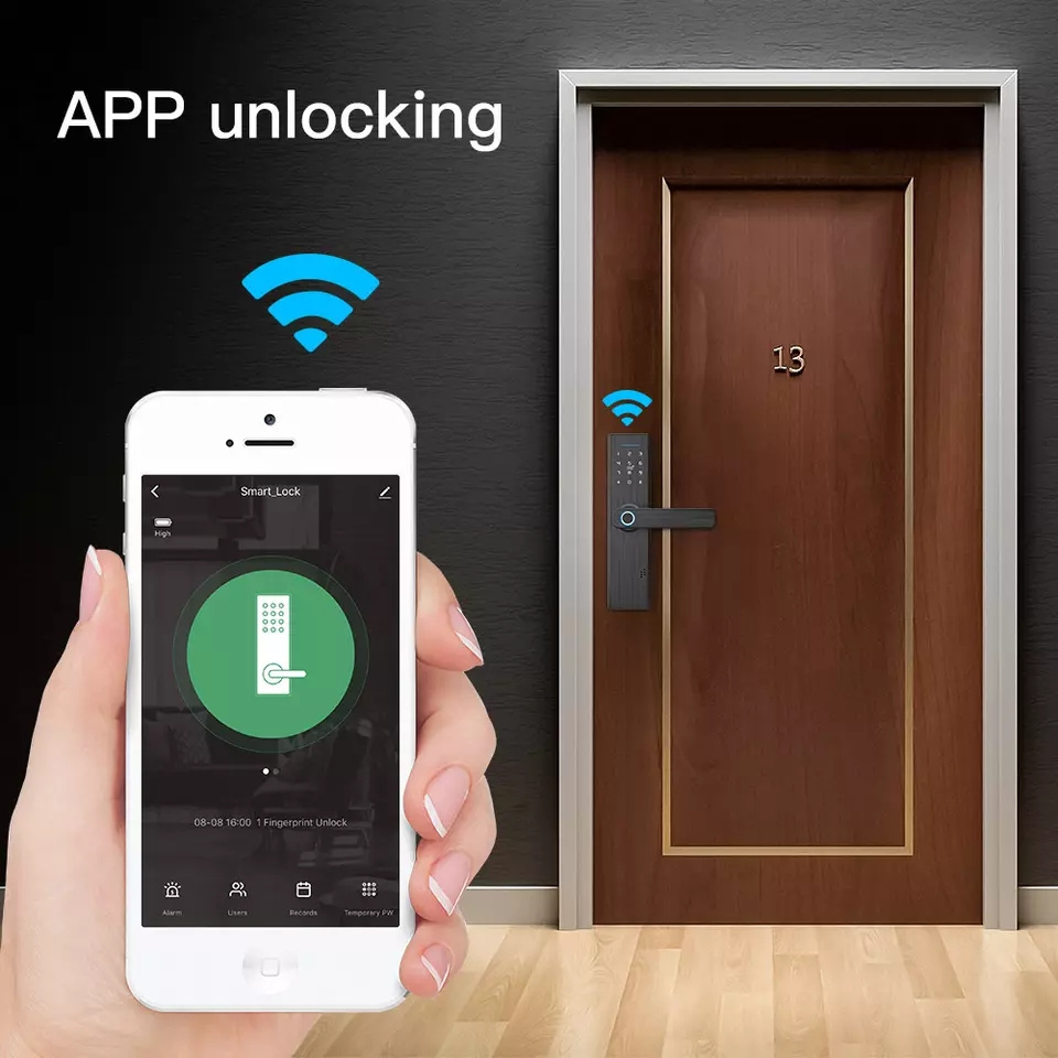 Tuya Smart DoorLock Wifi Door Lock Electronic Digital IC card, Key, fingerprint, password, Tuya APP WiFi Lock