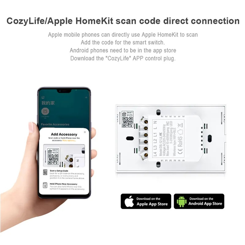 Homekit touch sensing smart home WiFi wall light switch remote control Homekit switch