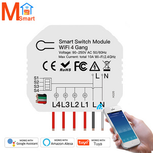 Home Automation Devices System Tuya Smart life 1/2/3/4Gang 2/3Way Smart Switch Module Relay interruptor Smart Light Mini Switch