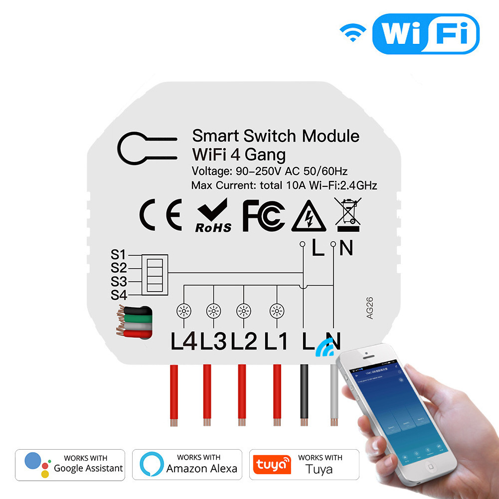 Home Automation Devices System Tuya Smart life 1/2/3/4Gang 2/3Way Smart Switch Module Relay interruptor Smart Light Mini Switch