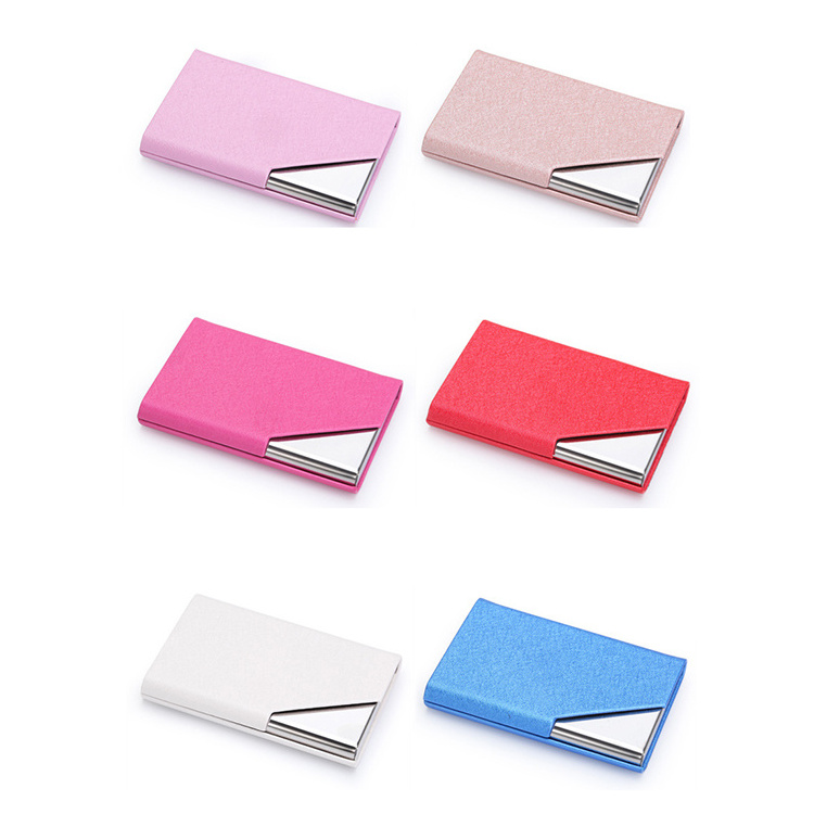 JH Wholesale Luxury Stainless Steel Business Card Holders With PU Leather Cover