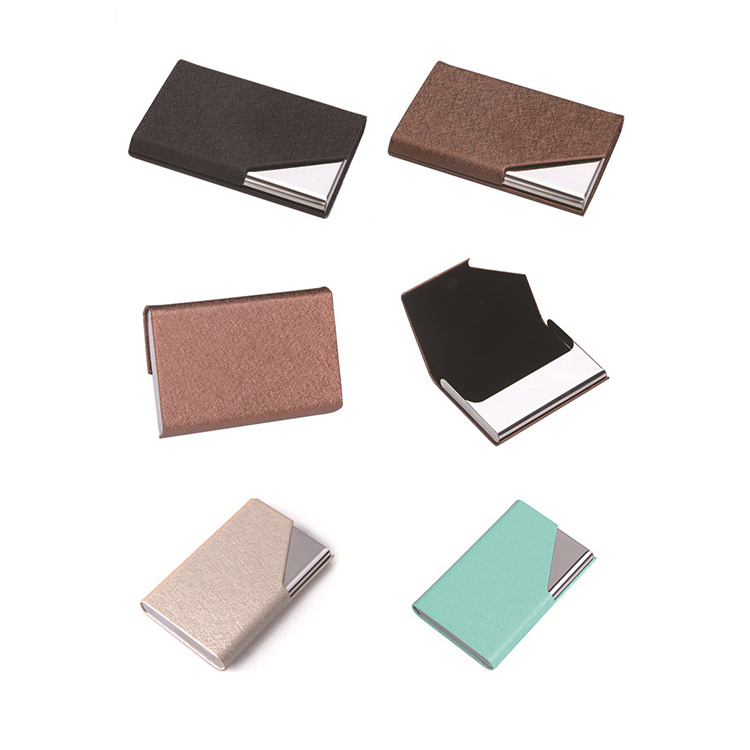 JH Wholesale Luxury Stainless Steel Business Card Holders With PU Leather Cover