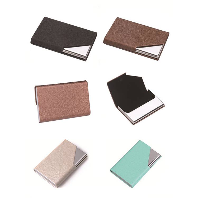 JH Wholesale Luxury Stainless Steel Business Card Holders With PU Leather Cover