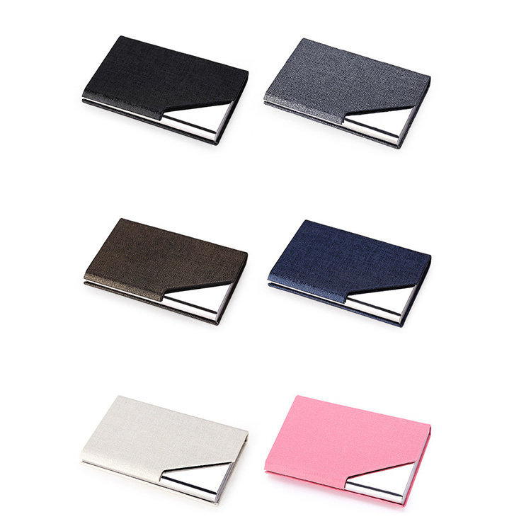 JH Wholesale Luxury Stainless Steel Business Card Holders With PU Leather Cover