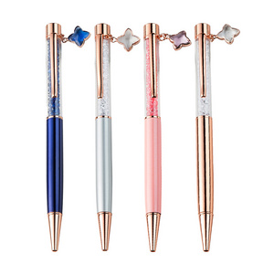 JH Wholesale Luxury Four Leaf Clover Pen Fashion Metal Crystal Pen With Lucky Charms