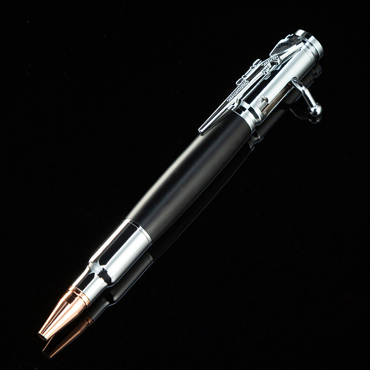 JH Factory Supply PU Leather Cover Rifle Design Clip Pen Bullet Shaped Bolt Action Gun Pens