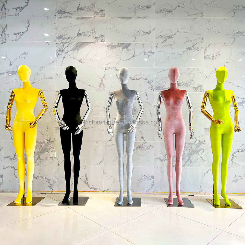 wholesale price high ending gold arms velvet mannequins full body female full body manikin adjustable women model