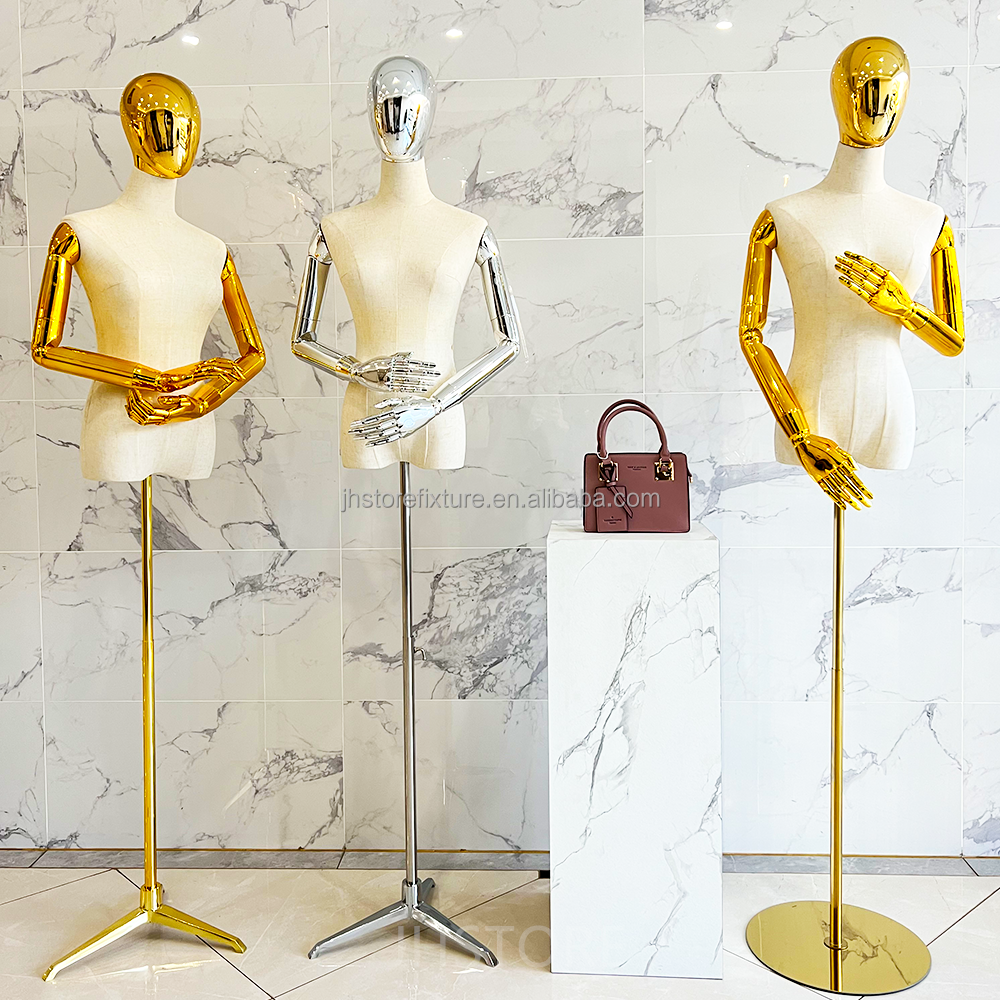 shiny gold silver mannequins female body torso mannequin with triangle round square stand manikin for clothing