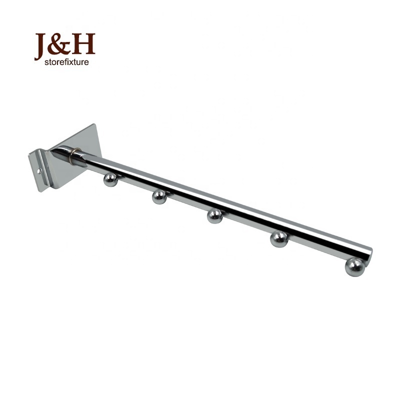 Chrome Plating Straight Arm Hook Slatwall Clothing Hanger Hook with 6 Balls