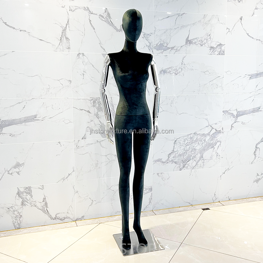 wholesale price high ending gold arms velvet mannequins full body female full body manikin adjustable women model